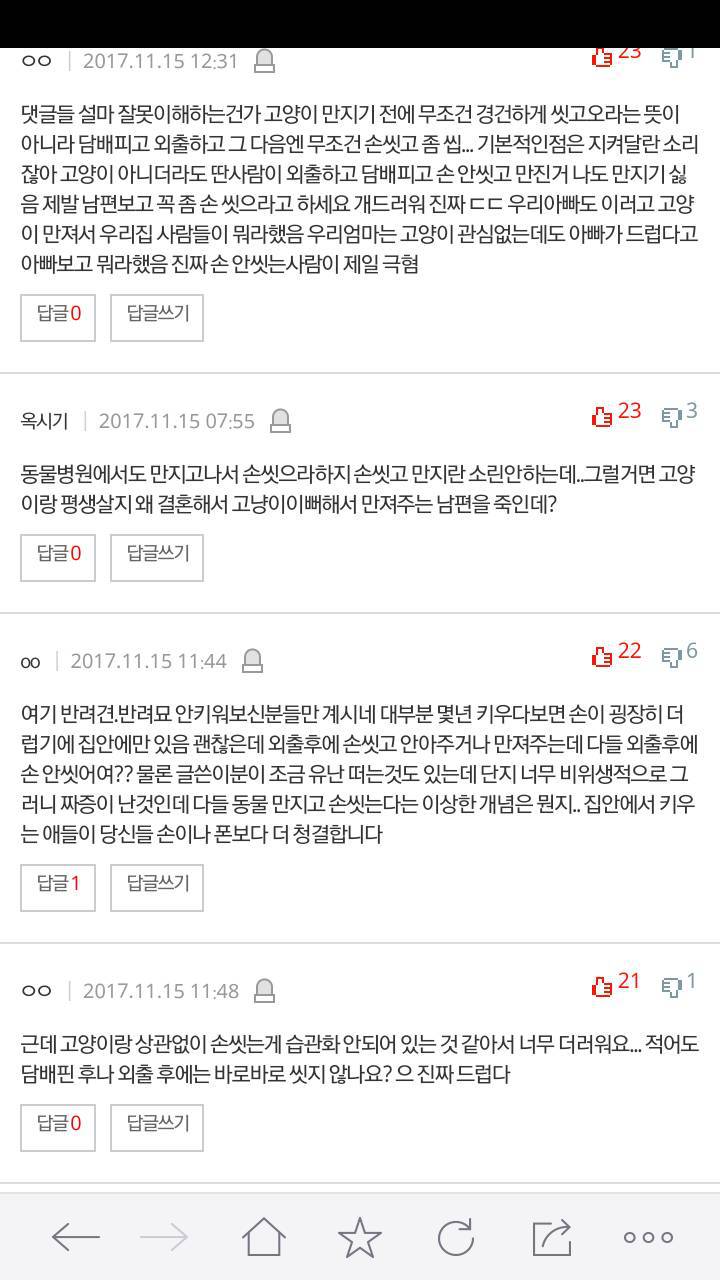 손도 안씻고 고양이 만지는 남편 | 인스티즈