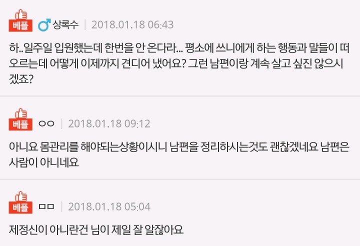 입원기간 한번도 안온 남편 같이 살아야되나요? | 인스티즈